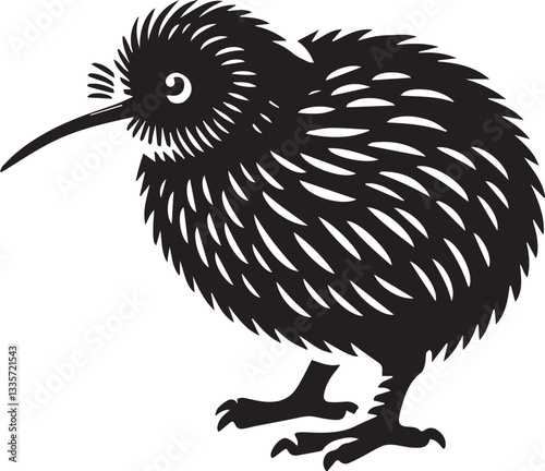 black kiwi bird vector, kiwi bird logo silhouette vector photo
