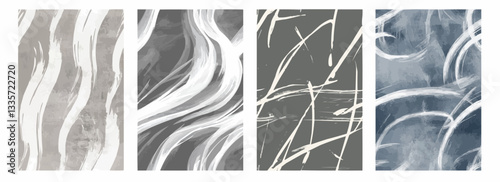 Vector pattern set of gentle looping white strokes on a muted stone gray background