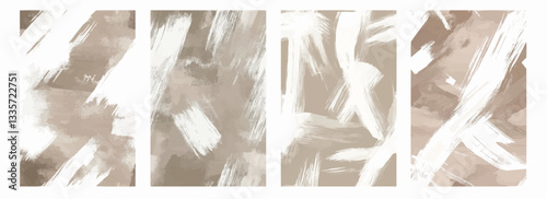 Vector pattern set of gentle soft white strokes on a warm taupe gray background