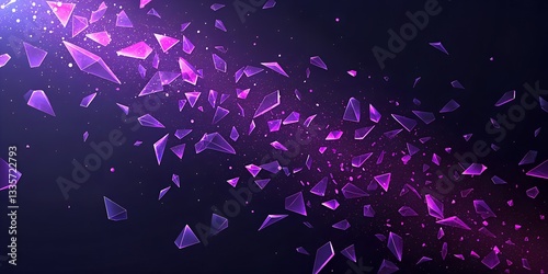 A smooth black gradient with fragmented neon purple pieces floating across the canvas