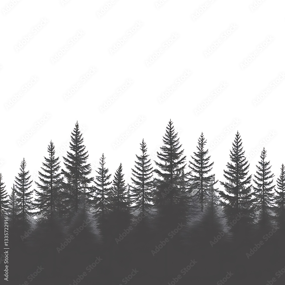 Obraz premium Silhouetted forest against white