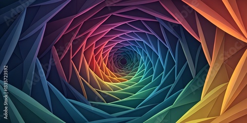 A surreal geometric vortex made of rotating polygonal layers.