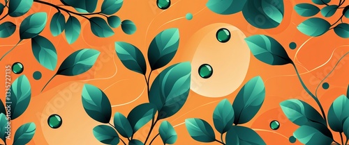 peridot pattern on orange plain background digital abstract art work illustration design