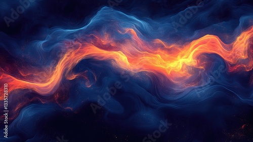 Abstract Flowing Colors in Dark Space. Possible use Background design element