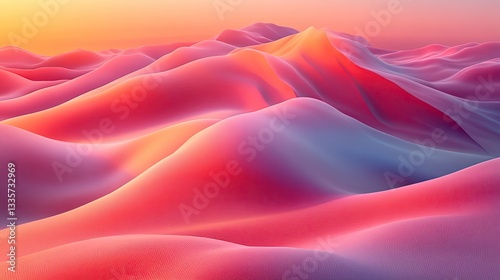 Abstract vibrant mountain landscape sunset