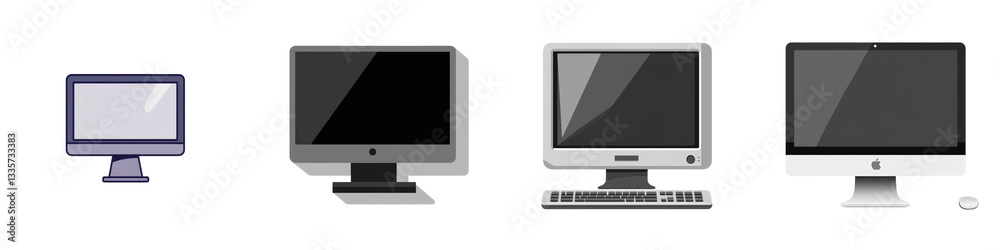 Desktop Computer Evolution isolated on white or transparent Desktop Computer Evolution isolated on white or transparent