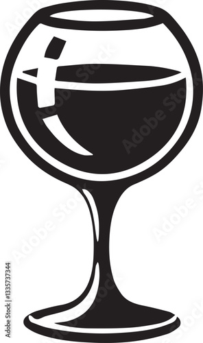 black glass of wine vector, glass of wine logo silhouette vector