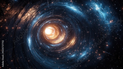 Cosmic swirl tunnel, starscape background, space travel, science fiction
