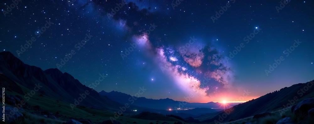 Fototapeta premium A stunning view of the Sagittarius constellation meteor streaking through the Milky Way night sky, astrology, space, night