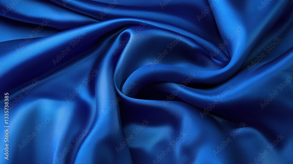 Fototapeta premium Royal Blue Satin Texture: The luxurious and soft sheen of a deep royal blue satin fabric captures the eye, with its smooth, flowing folds and captivating texture. 