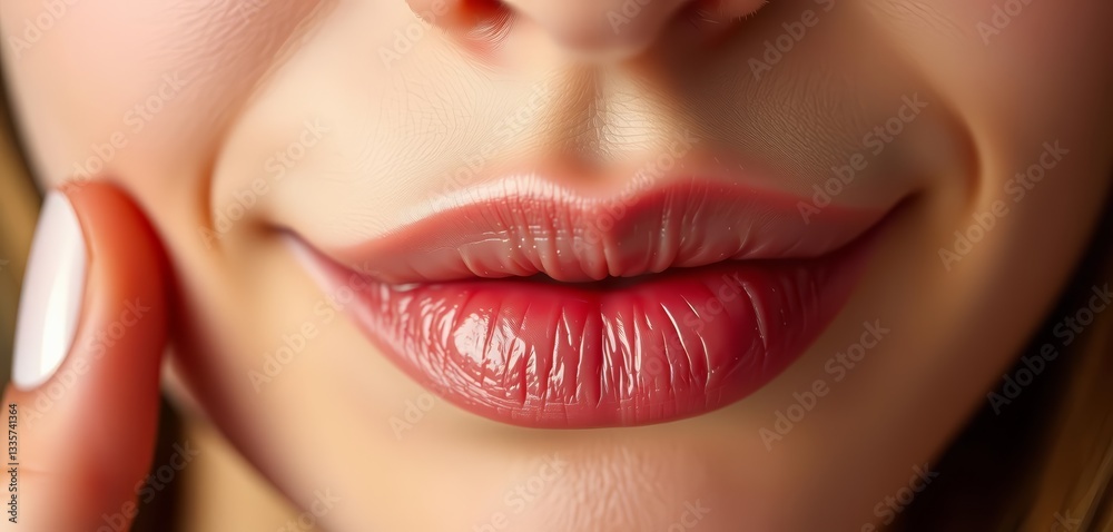 Fototapeta premium Soft lips gently touching, ample negative space, embrace, bonding