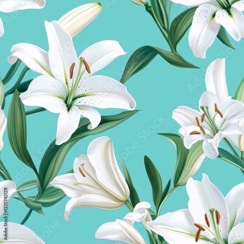 Art Seamless Design Moment --tile Floral Turquoise