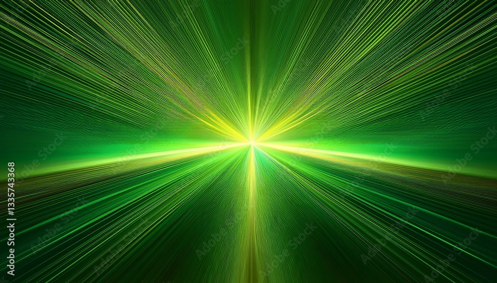 Fototapeta premium Asymmetric green light burst. abstract beautiful rays of lights on a dark green background with the colors of green and yellow.