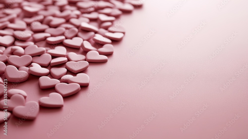 A pink background with a large number of hearts scattered across it A pink background with a large number of hearts scattered across it