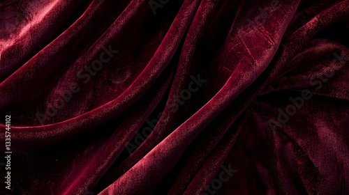 Elegant Wine Red Velvet Fabric with Soft Folds and Lighting