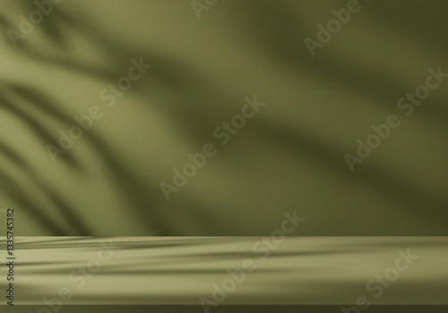 Serene Olive Green Studio Background Soft Light. AI Generated