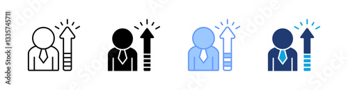 Level Up Multi Style Icon Set Vector 