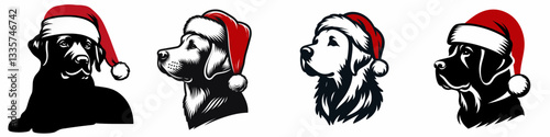 Labrador Retriever Dog wear santa hat as Santa Claus 0803 4208 vector illustration a jolly Christmas pup