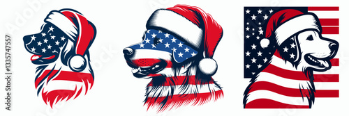 Golden Retriever Dog wear santa hat as Santa Claus 0803 5831 vector illustration a jolly Christmas pup