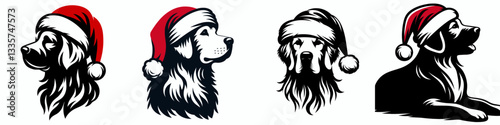 Golden Retriever Dog wear santa hat as Santa Claus 0803 4804 vector graphic simple minimalist silhouette of a joyful Christmas pup