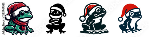 Frog wear santa hat as Santa Claus 0803 3614 vector illustration a jolly amphibian Christmas.