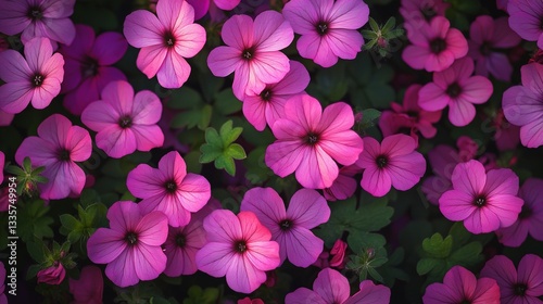 Vibrant Floral Symphony: A close-up perspective showcasing an abundance of delicate, pink blossoms in full bloom, creating a picturesque tapestry of natural beauty.