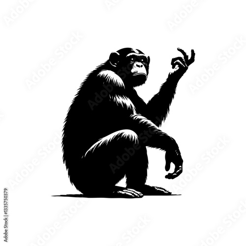 Chimpanzee monkey silhouette vector file.