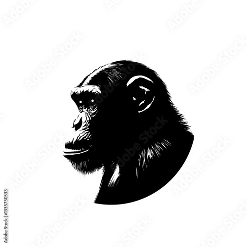 Chimpanzee monkey silhouette vector file.