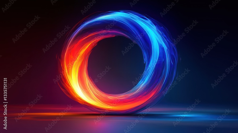 Abstract Fiery Circle of Blue and Red Energy Abstract Fiery Circle of Blue and Red Energy