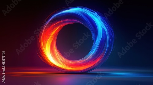 Abstract Fiery Circle of Blue and Red Energy