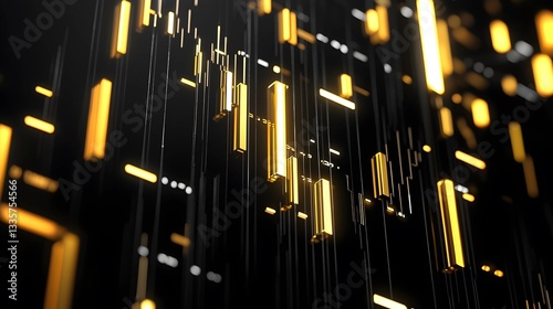 High-Contrast Black and Gold Trading Chart with Soft Illuminated Price Markers