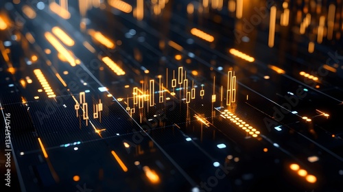 High-Contrast Black and Gold Trading Chart with Soft Illuminated Price Markers