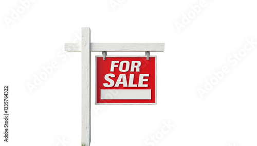 Real Estate For Sale Sign on Wooden Post, Property Listing, Home Buying, Housing Market.