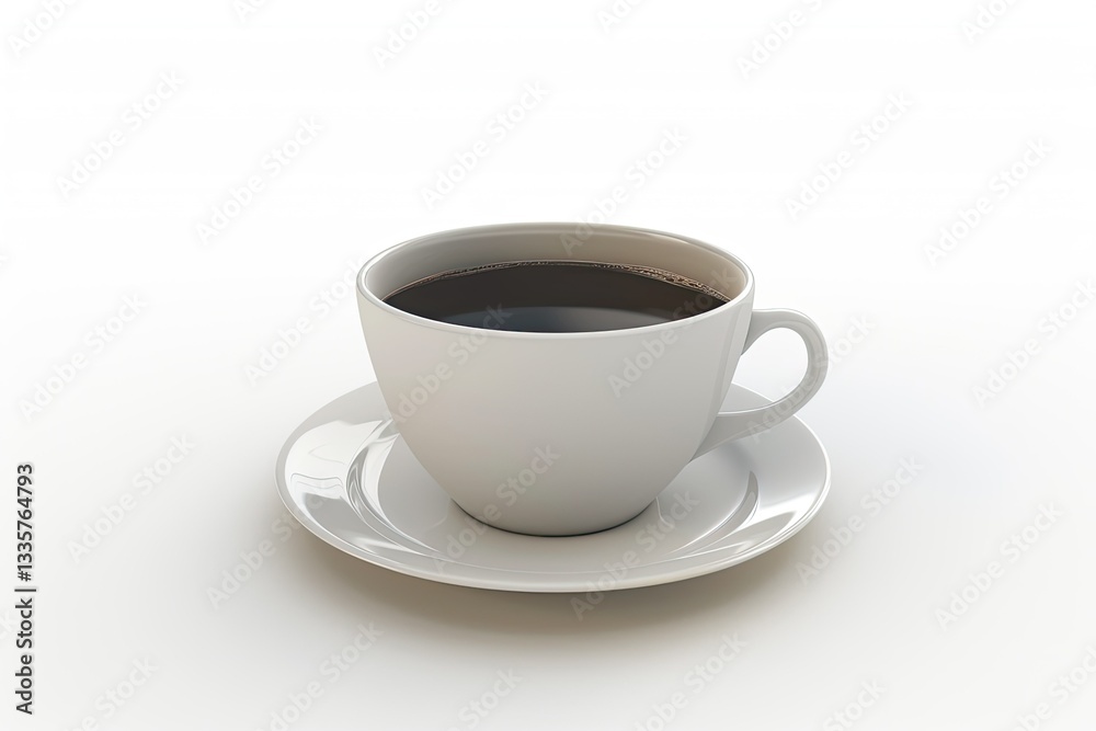 Detailed Visual of Cup of Coffee on White Background Detailed Visual of Cup of Coffee on White Background