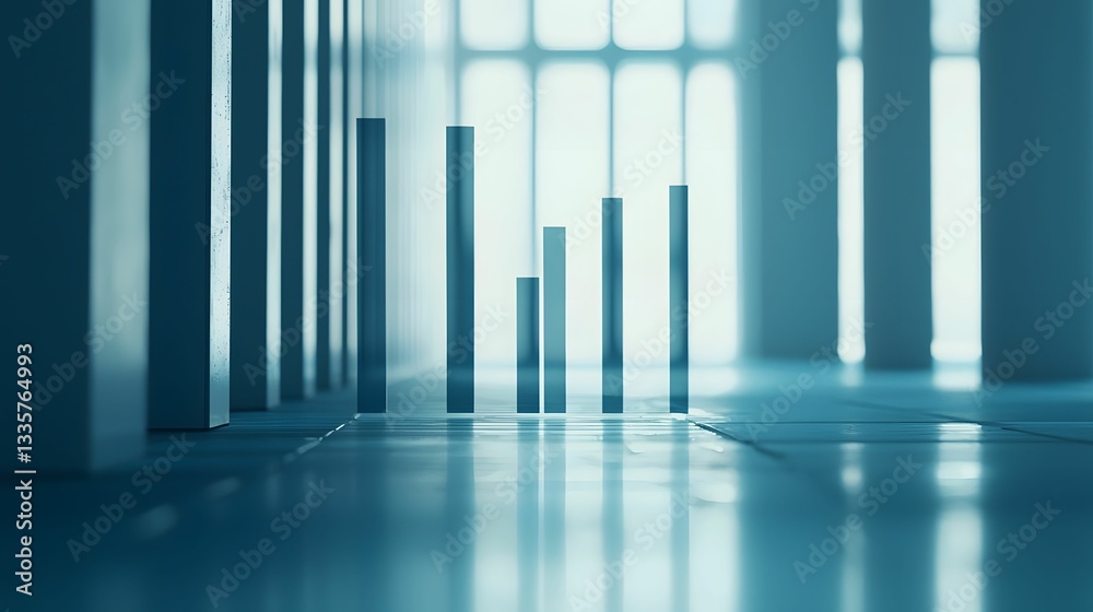 Fototapeta premium Minimalist Financial Dashboard with Bar Charts and Trend Graphs in Soft Blue