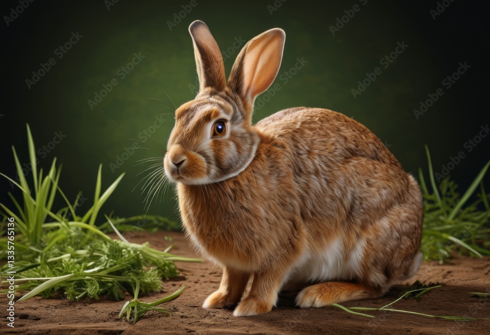 Fototapeta premium There's a rabbit sitting in the dirt