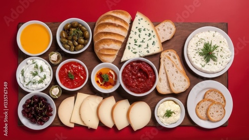 Wallpaper Mural  A vibrant Turkish breakfast spread showcasing a delightful array of cheeses Torontodigital.ca