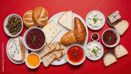 Wallpaper Mural  A vibrant Turkish breakfast spread showcasing a delightful array of cheeses Torontodigital.ca