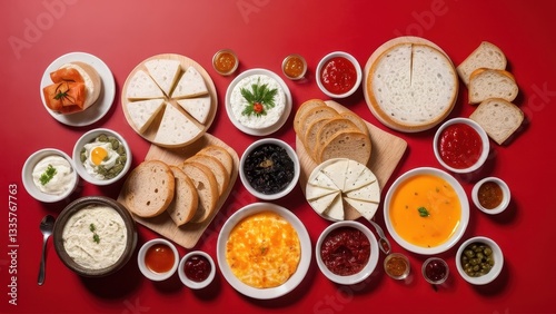 Wallpaper Mural  A vibrant Turkish breakfast spread showcasing a delightful array of cheeses Torontodigital.ca