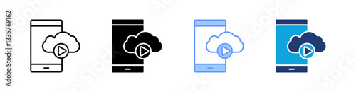 Streaming Multi Style Icon Set Vector 