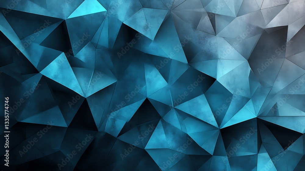 Fototapeta premium Futuristic decorative pattern showcasing polygonal formations in a gradient of blue and black creating a tech inspired professional look