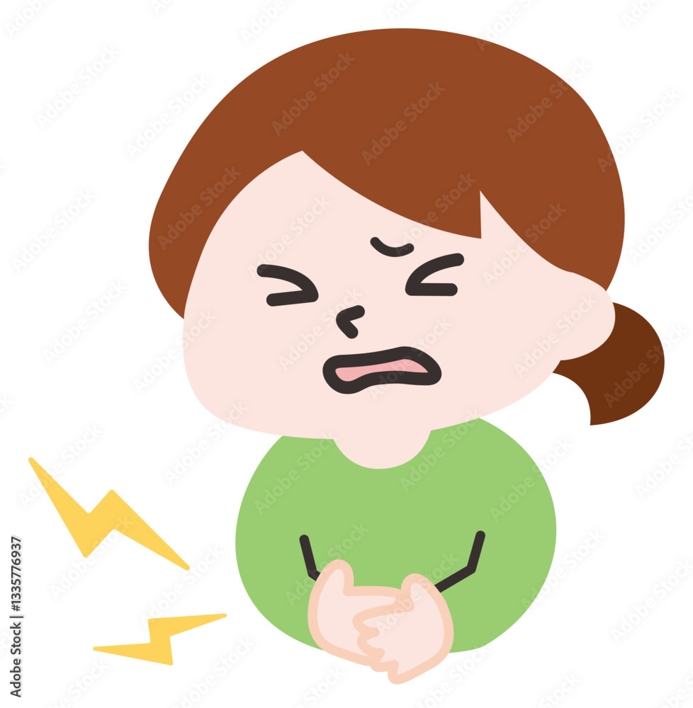 腹痛に苦しむ人物