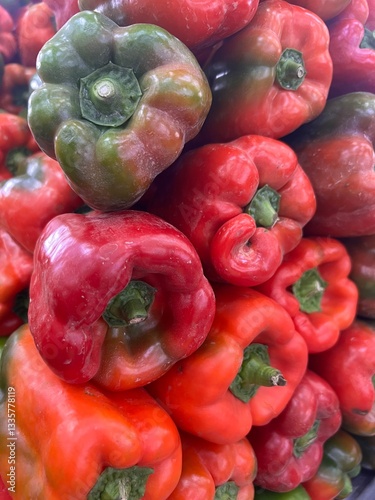 Mountain of fresh green and red fruits ready for salad