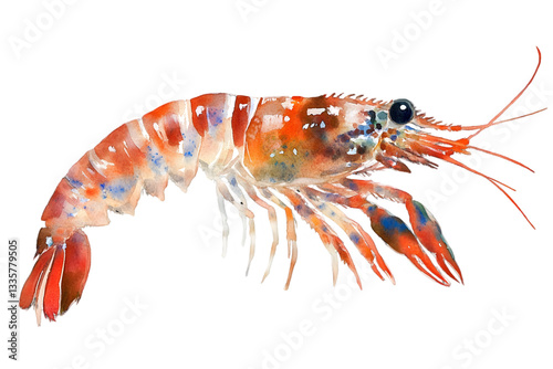 Wallpaper Mural Watercolor Illustration Of A Shrimp Torontodigital.ca