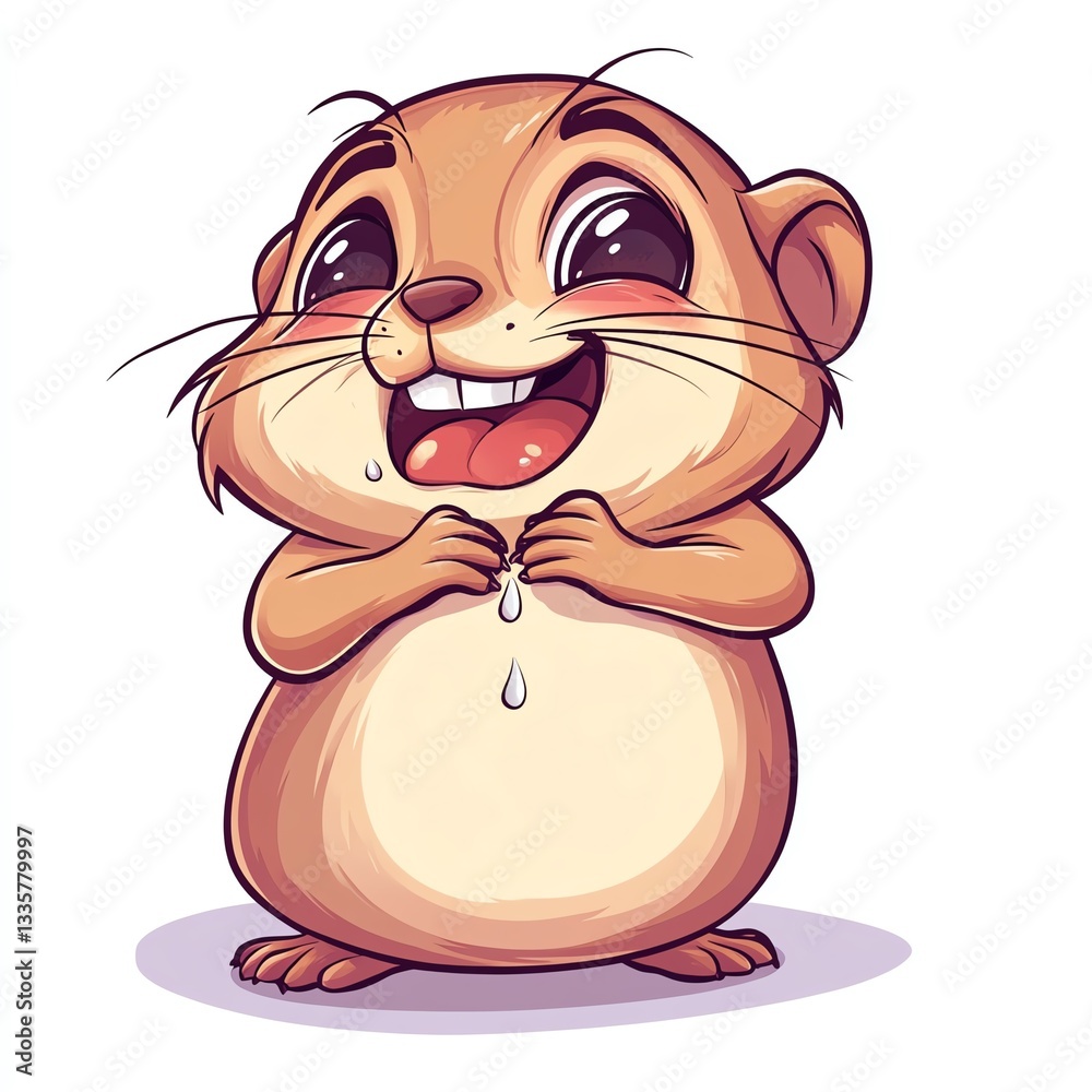 Naklejka premium A cheerful cartoon hamster with a big smile, perfect for children's illustrations.