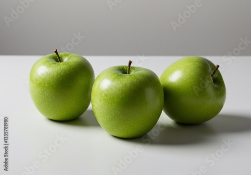 Three Green Apples, Minimalist Product Photography