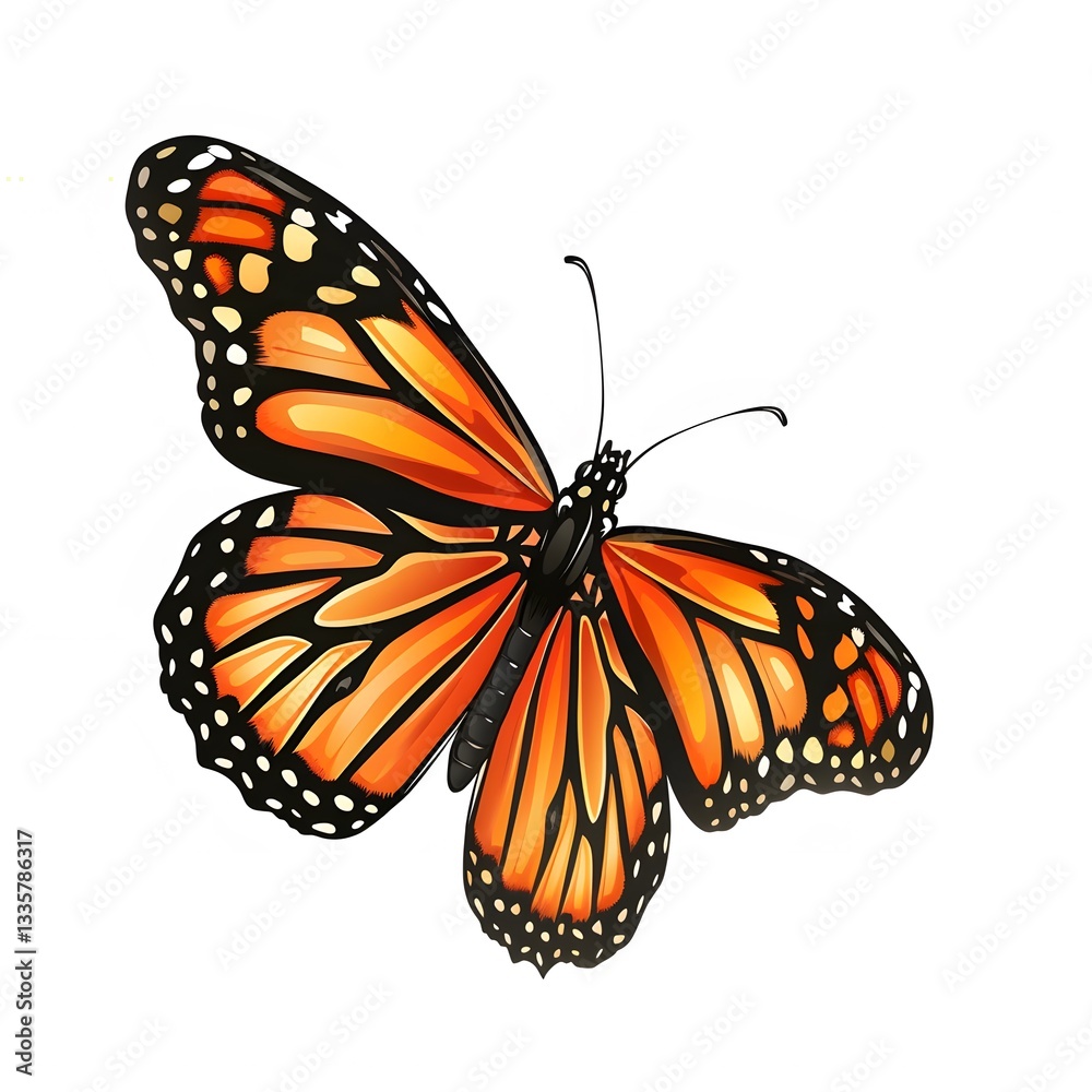 Fototapeta premium Vibrant Monarch Butterfly with Orange and Black Patterns on Wings