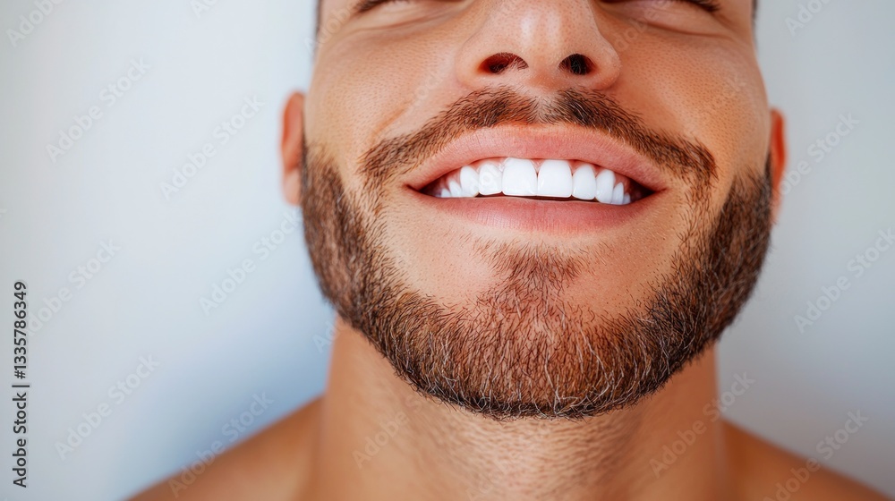 Obraz premium Handsome Man s Bright Smile White Teeth Closeup Portrait