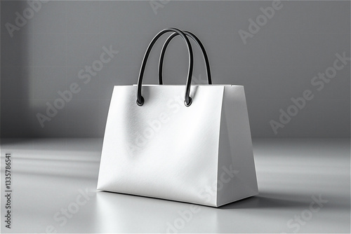 Shopping Bag Mockup Isolated White  - Product Presentation - Neutral Gray Background - Minimalist Style
