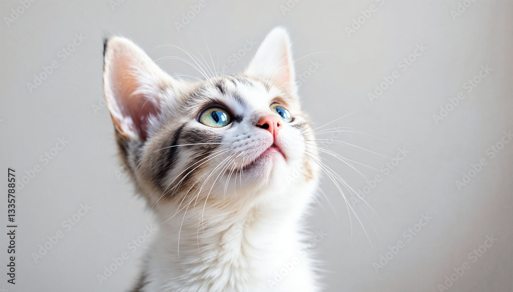 Obraz premium cat thinking see on top